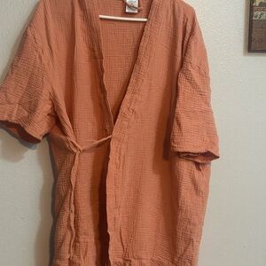 Serra Men's Casual Wrap Button-Down Shirt - Rust